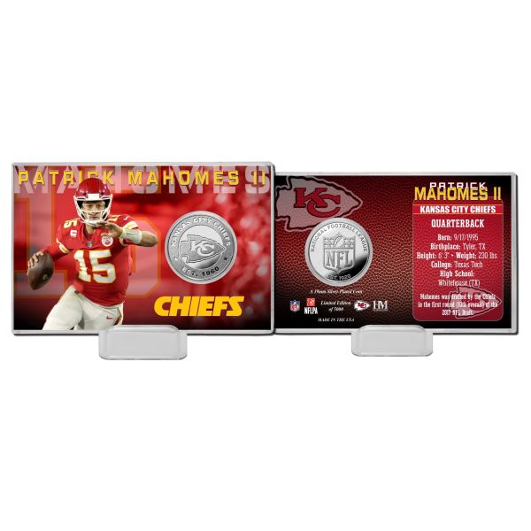 Patrick Mahomes Kansas City Chiefs NFL Silver Coin Card