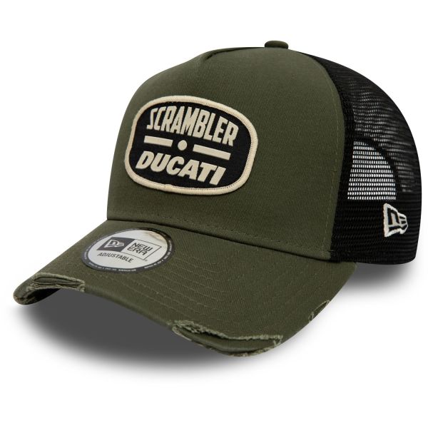 New Era A-Frame Trucker Cap DISTRESSED Scrambler Ducati oliv