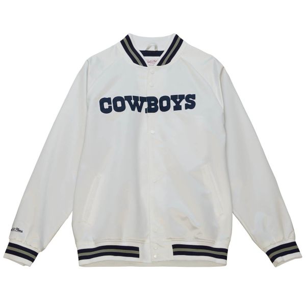 M&N Lightweight Satin Varsity Jacket - Dallas Cowboys white