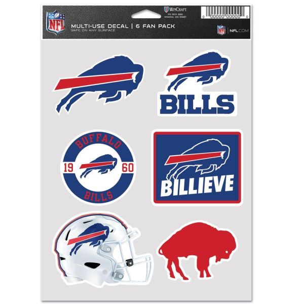 NFL Aufkleber Multi-Use 6er Set 19x14cm Buffalo Bills
