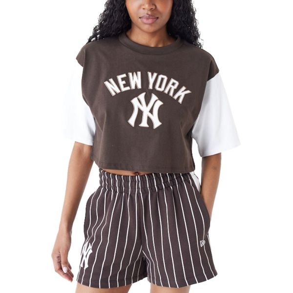 New Era Ladies Cropped Raglan Top brun