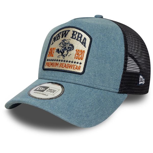 New Era A-Frame Mesh Trucker Cap - DENIM PATCH sky blue