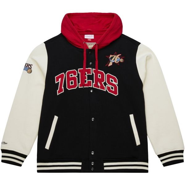 M&N Midweight Hooded Fleece Jacket - Philadelphia 76ers