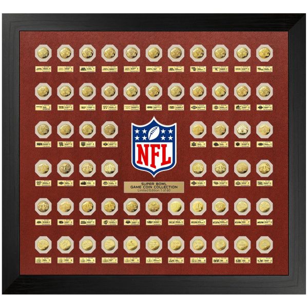NFL Gold Super Bowl 60x Flip Coin Collection Frame Set