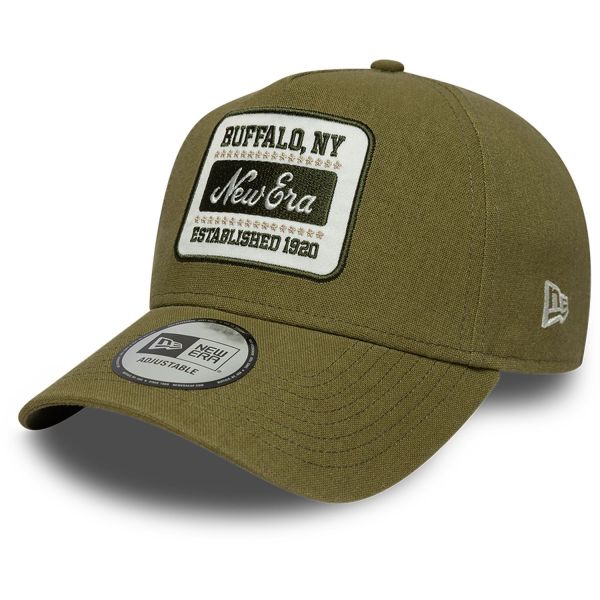 New Era A-Frame Trucker Linen Cap - BRAND PATCH olive