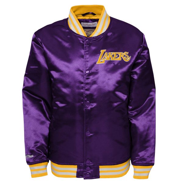M&N Heavyweight Satin Varsity Jacke - Los Angeles Lakers