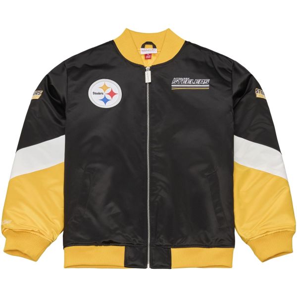 M&N Midweight Satin Bomber Jacke Pittsburgh Steelers