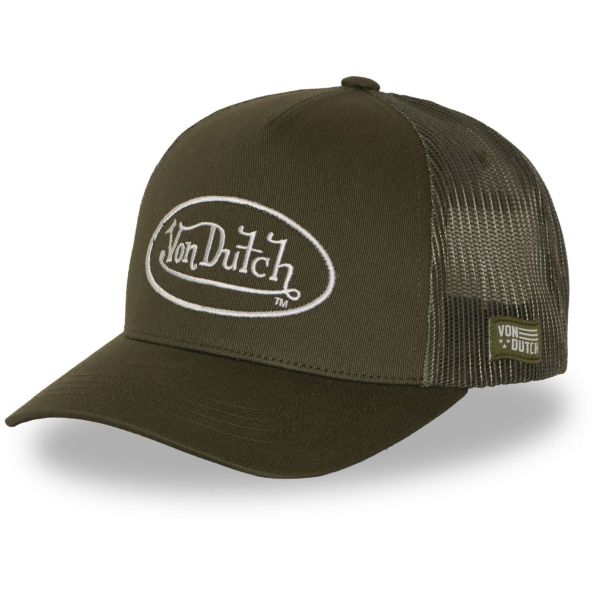 Von Dutch Trucker Mesh Snapback Cap - OVAL PATCH oliv
