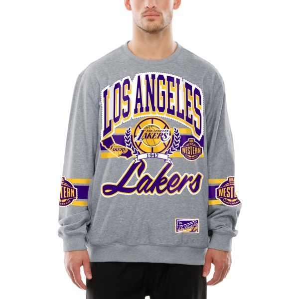 New Era Fleece Pullover - NBA Los Angeles Lakers grau