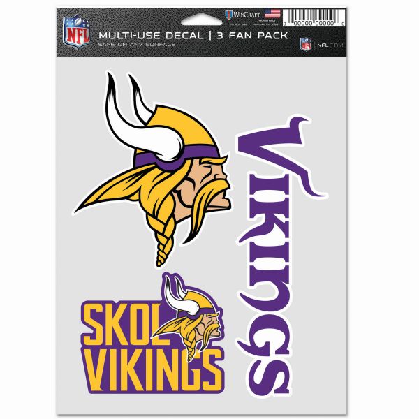 NFL Lot de 3 Autocollants 20x15cm - Minnesota Vikings