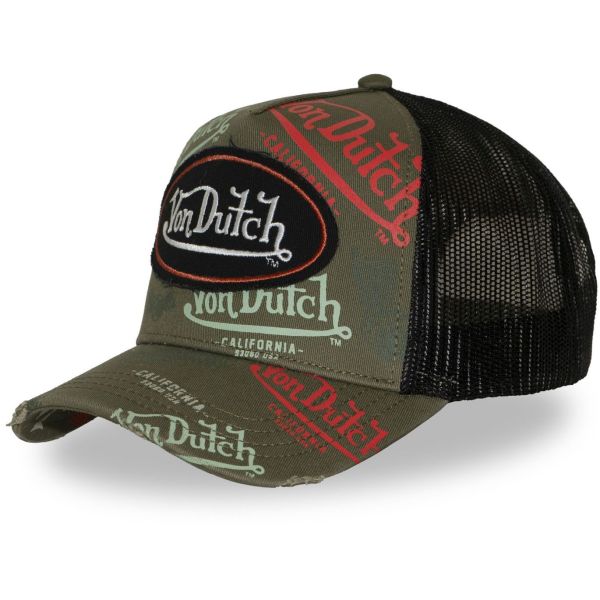 Von Dutch Trucker Mesh Snapback Cap - CAFE PATCH brown
