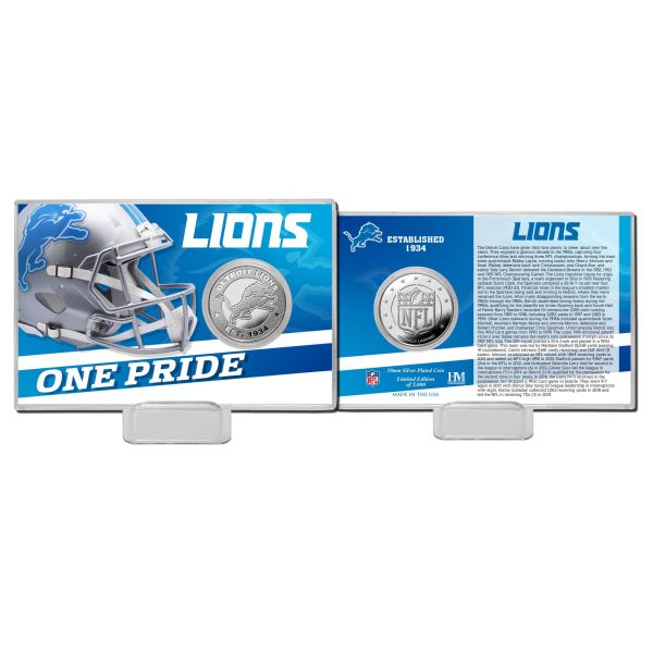 NFL Team History Silver Coin Card - Detroit Lions