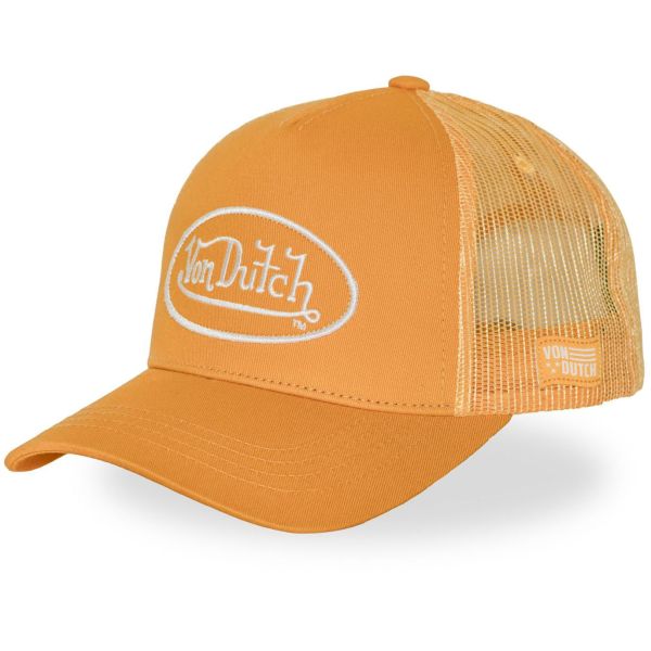 Von Dutch Trucker Mesh Snapback Cap - OVAL PATCH orange