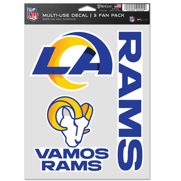 NFL Lot de 3 Autocollants 20x15cm - Los Angeles Rams