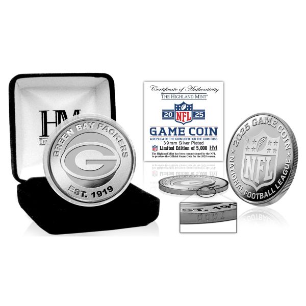 Green Bay Packers Pièce de jeu NFL 2025 (39 mm) argent