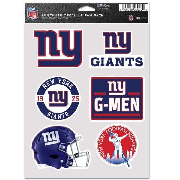 NFL Decal Sticker Multi Use 6 Set 19x14cm New York Giants