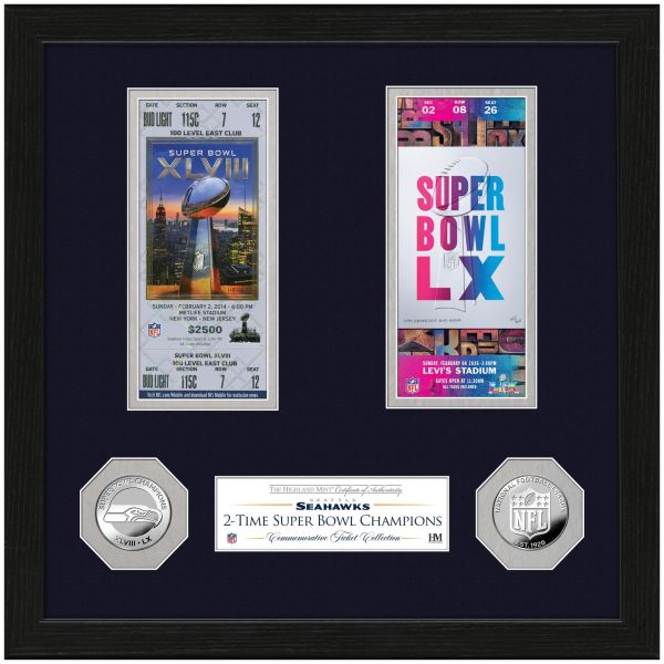 Seattle Seahawks 2x Super Bowl Ticket Collection Coin Mint