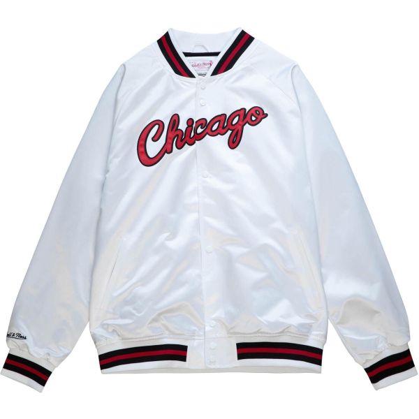 M&N Lightweight Satin Veste - Chicago Bulls blanc