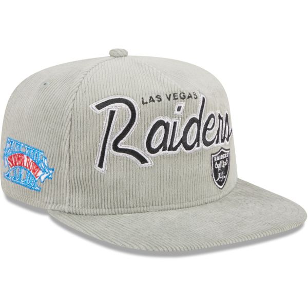 New Era Golfer Snapback Cap - CORD Las Vegas Raiders grey