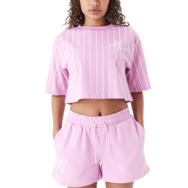 New Era Ladies Cropped Pinstripe Top pink