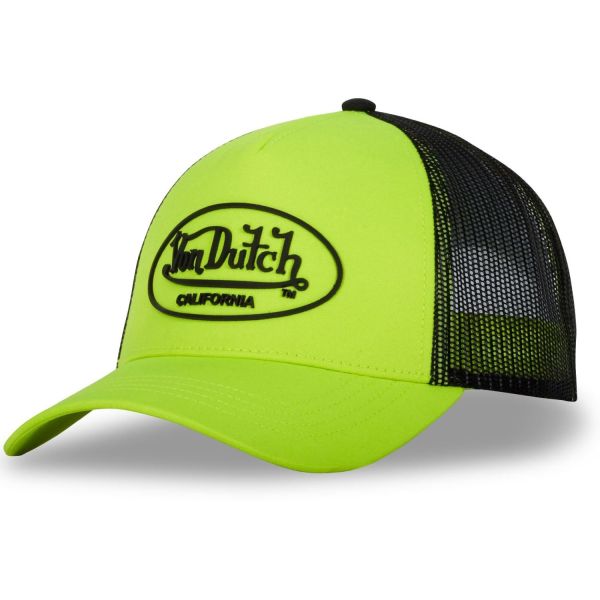 Von Dutch Trucker Mesh Snapback Cap - RUBBER PATCH lime