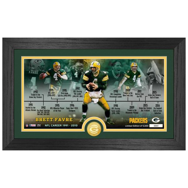 Brett Favre Green Bay Packers Timeline Coin Pano Photo Mint