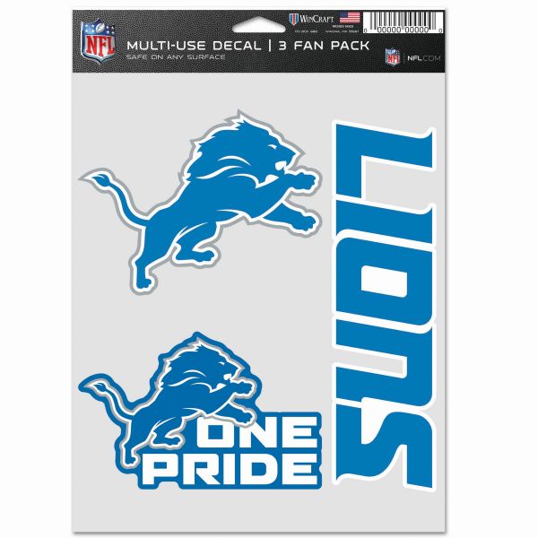 NFL Lot de 3 Autocollants 20x15cm - Detroit Lions